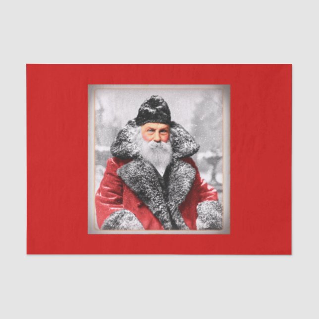 Vintages Weihnachtsmann-Foto Seidenpapier (Vorderseite)