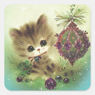 Vintages Weihnachtsmitte- des Quadratischer Aufkleber