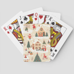 Vintages Weihnachtsmuster aus Holz (19) Spielkarten