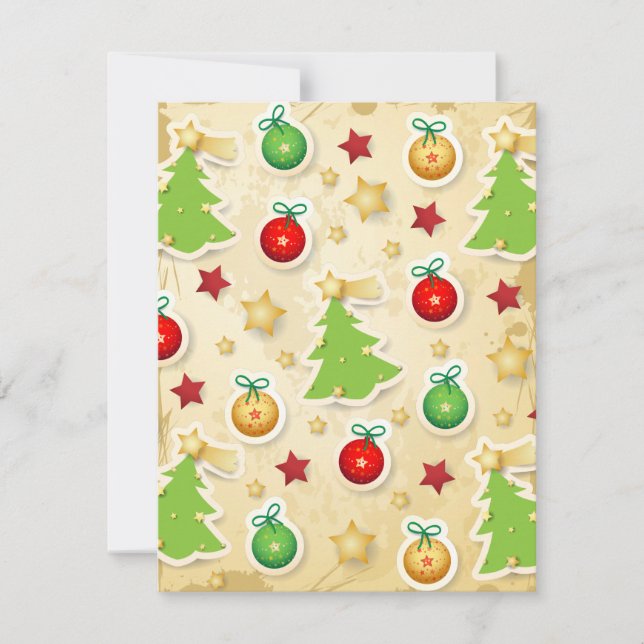 Vintages Weihnachtsmuster Feiertagskarte (Vorderseite)