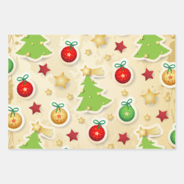 Vintages Weihnachtsmuster Geschenkpapier Set