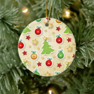 Vintages Weihnachtsmuster Keramik Ornament