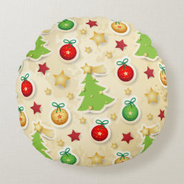Vintages Weihnachtsmuster Rundes Kissen
