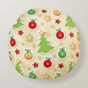 Vintages Weihnachtsmuster Rundes Kissen