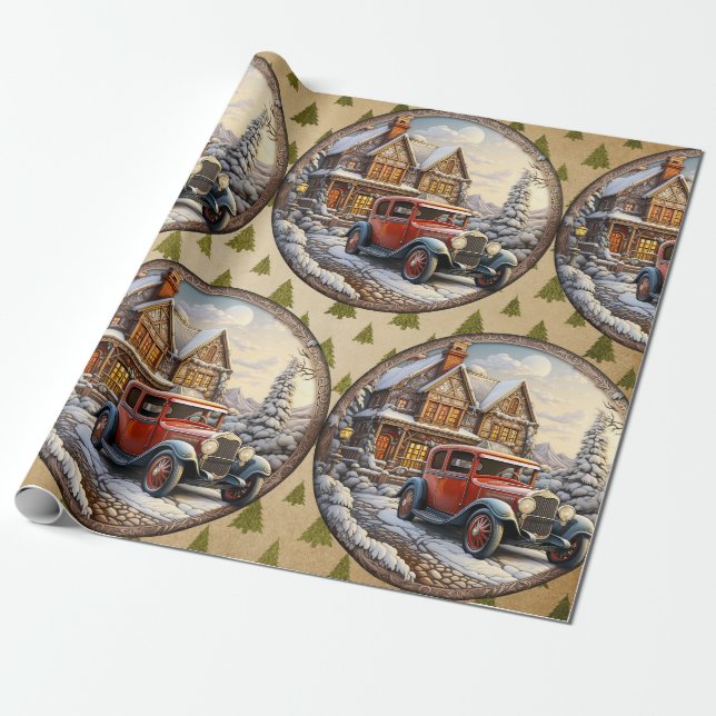 Vintages Weihnachtspapier Geschenkpapier (Ungerollt)