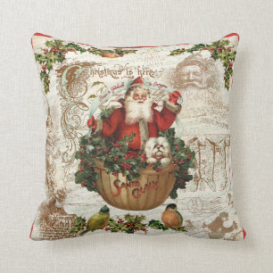 Vintages Weihnachtsrustikales Sankt-Kissen Kissen