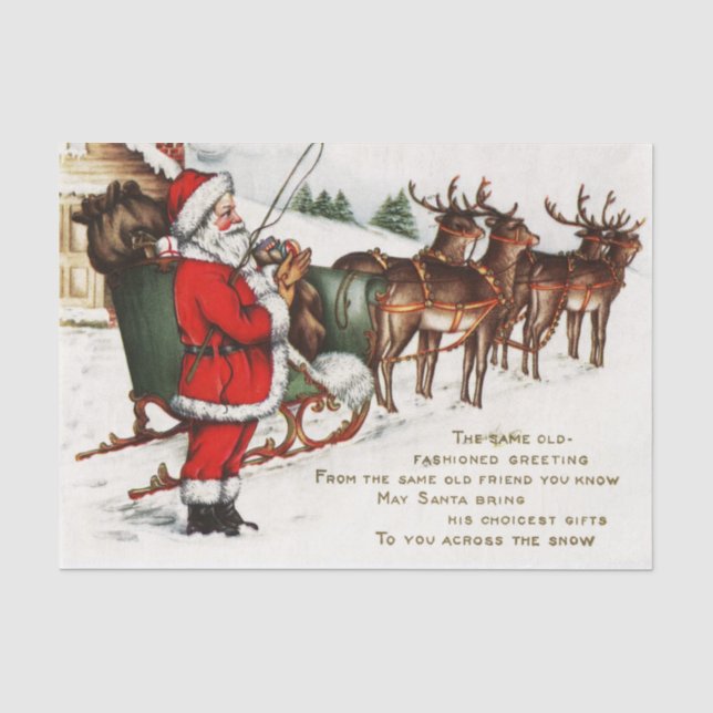 Vintages Weihnachtssankt-Ren-Partygewebe Seidenpapier (Vorderseite)