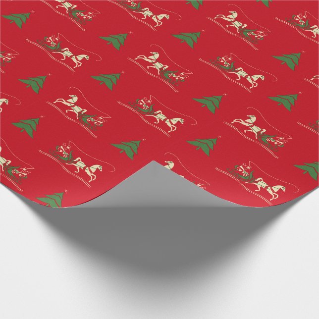 Vintages Weihnachtssleigh-Fahrverpackungs-Papier Geschenkpapier (Ecke)