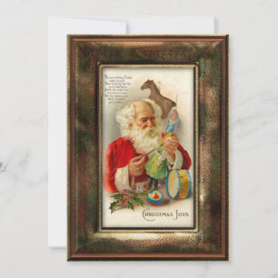 Vintages Weihnachtsspielzeug mit Verse Feiertagskarte