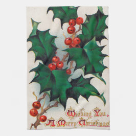 Vintages Weihnachtsstechpalmen-Küchentuch Handtuch