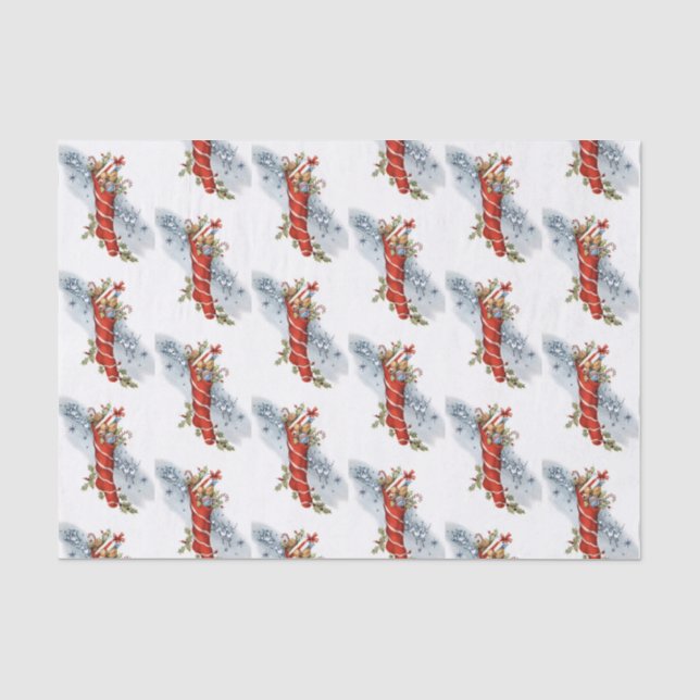 Vintages WeihnachtsStrumpfmuster-Partygewebe Seidenpapier (Vorderseite)