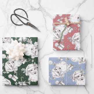 Vintages Weihnachtswackelpapier Geschenkpapier Set