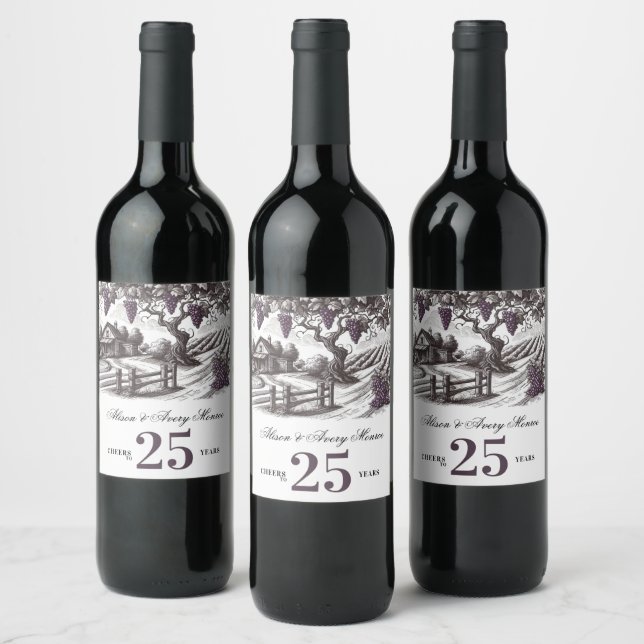 Vintages Weinberg-Jubiläum Party Weinetikett (Flaschen)