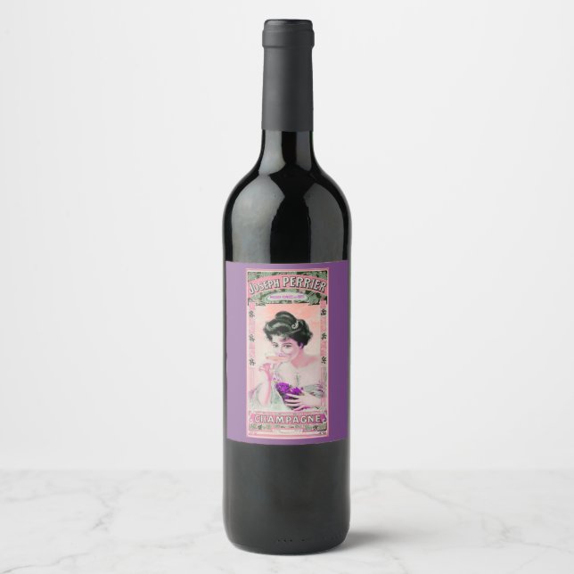 Vintages Weinfelster lila pink Weinetikett (Vorderseite)