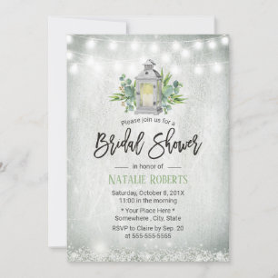 Vintages Weiße Laterne Rustikales Brautparty Einladung