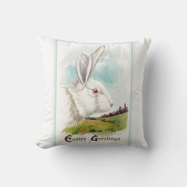 Vintages Weißer Osterkaninchen Kissen (Vorderseite)