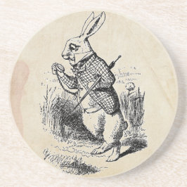 Vintages Weißes Kaninchen Sandstein Untersetzer