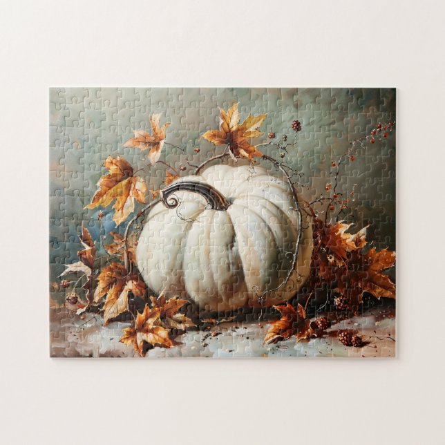 Vintages weißes Pumpkin-Gemälde (Horizontal)