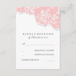 Vintages weißes Spitze-Rosa-Hochzeit UAWG RSVP Karte