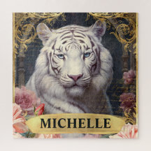Vintages Weißes Tiger und Rosen