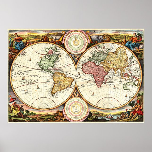 Vintages Weltkarte-Poster 1730 Poster (Vorne)