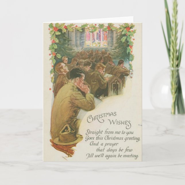 Vintages Weltkrieg-Weihnachten Feiertagskarte (Vorderseite)