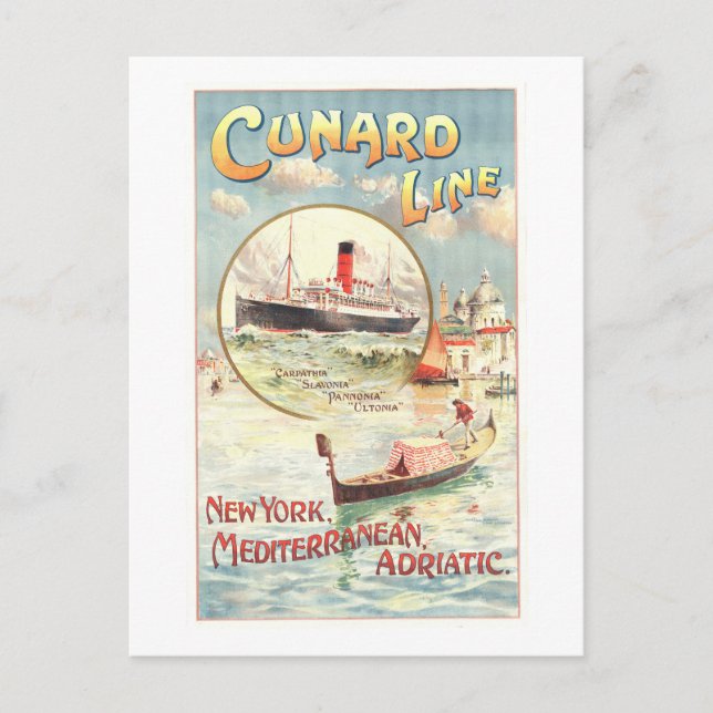 Vintages Werbeplakat für Cunard Line Postkarte (Vorderseite)