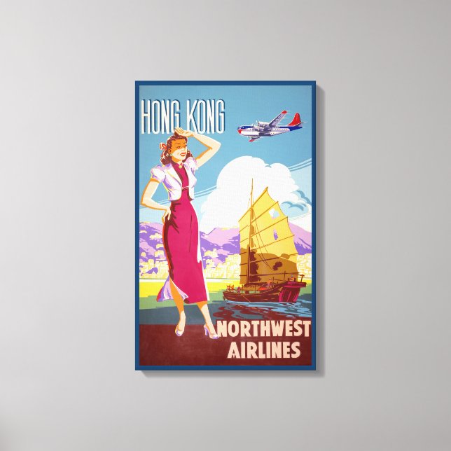 Vintages Werbeplakat für Northwest Airlines Leinwanddruck (Vorderseite)
