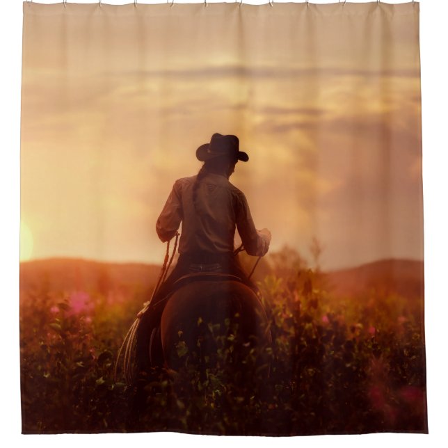 Vintages Western Cowboy-Portrait Duschvorhang (Vorderseite)