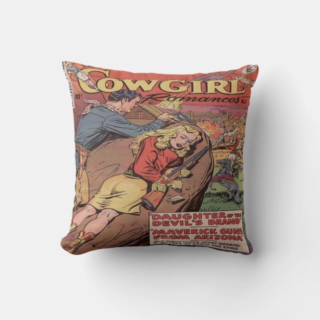 Vintages Western-Cowgirl Romance Kissen (Vorderseite)