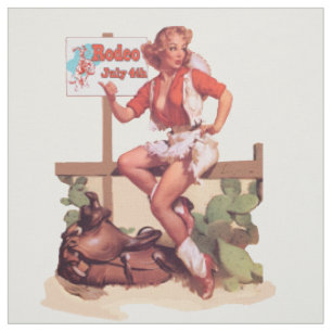 Vintages Western-Cowgirl-Sattel-Rodeo-Zeichen Stoff