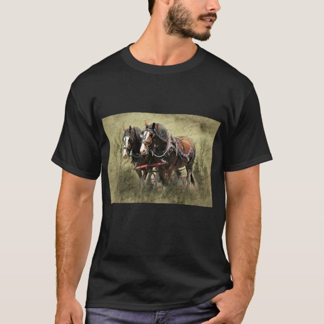 Vintages Wetter Clydesdale Postkarte T-Shirt (Vorderseite)