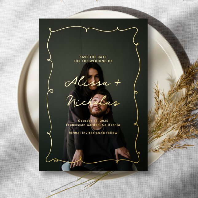 Vintages Whimsical Foto Hochzeit Speichern Sie das Folieneinladung (Von Creator hochgeladen)