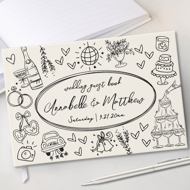 Vintages whimsical Wedding Gästebuch (Hand Drawn Vintage Whimsical Wedding Guest Book )