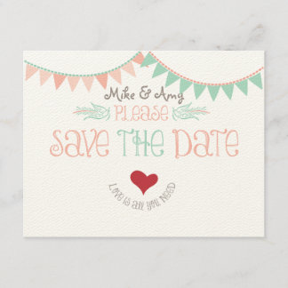 Vintages Whimsisches Bunting Save the Date