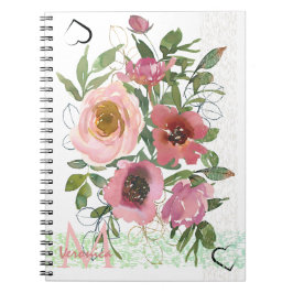 Vintages White Pink Floral Notebook Notizblock