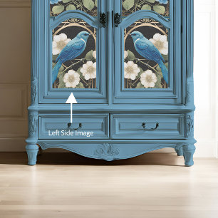 Vintages White Roses Blue Bird Jugendstil Ephemera Seidenpapier