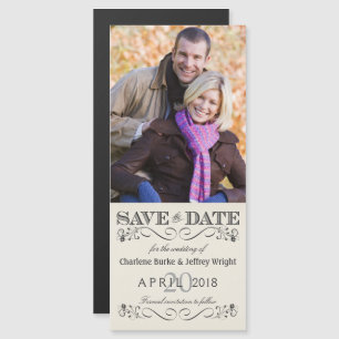 Vintages White Wedding Foto Einladung