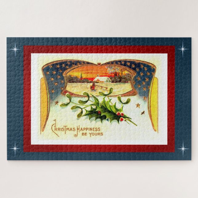 Vintages WI Patriotisches Weihnachtspuzzle (Horizontal)