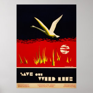 Vintages wieder hergestellt retten unseren wilden poster