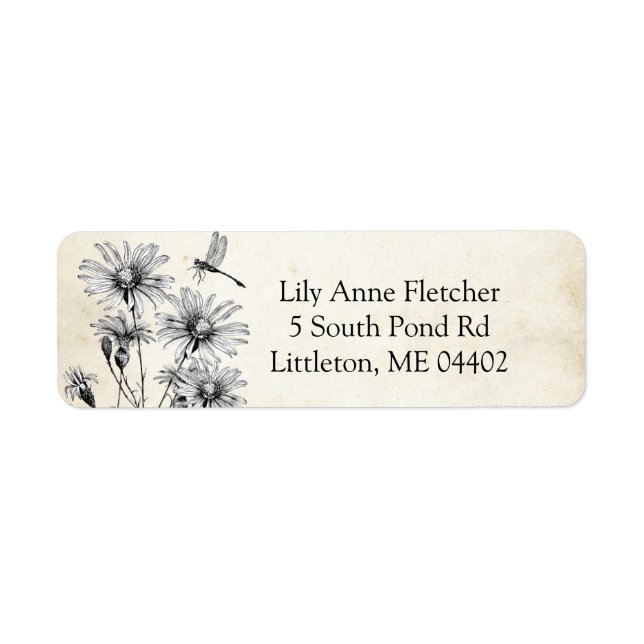 Vintages Wildblume-Parchment für Libellen (Vorne)