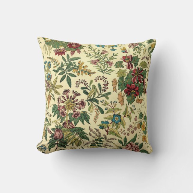 Vintages Wildblumenthrow-Kissen Kissen (Vorderseite)