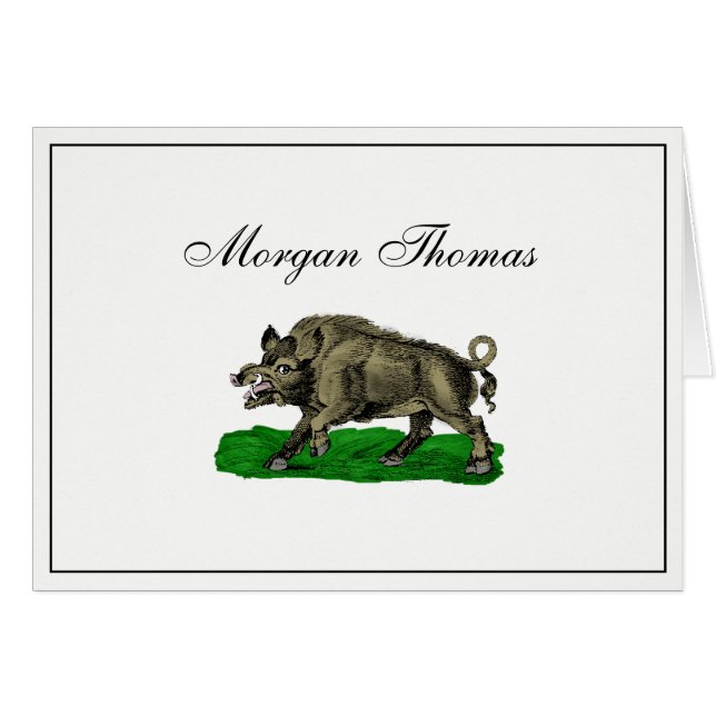 Vintages Wildschwein Zeichne BW #3C (Vorderseite (Horizontal))