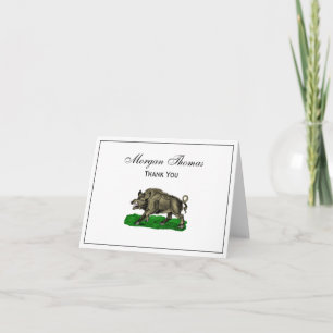 Vintages Wildschwein Zeichne BW #3C Dankeskarte