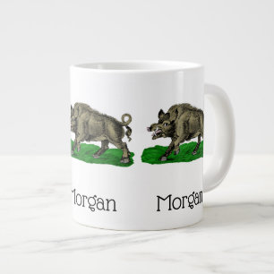 Vintages Wildschwein Zeichne BW #3C Jumbo-Tasse
