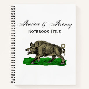 Vintages Wildschwein Zeichne BW #3C Notizbuch