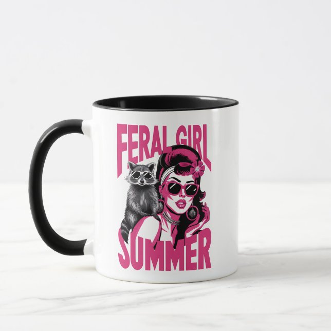 Vintages Wilhelm Mädchen Sommer Opossum Funny Racc Tasse (Links)