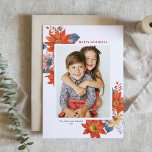 Vintages Winter Botanicals Happy Holidays Foto Feiertagskarte<br><div class="desc">Gute Ferien! Senden Sie Ihren Urlaub Grüße an Familie und Freunde mit dieser anpassbaren botanischen Urlaubsfotokarte. Es ist mit einem Blumenstrauß in Aquarelltönen aus Orange-, Gelb- und Rosa-Blume mit Blumenmuster dekoriert. Personalisieren Sie diese, indem Sie ein Foto, Namen, Jahr und andere Details hinzufügen. Diese blumengeschmückte Foto-Urlaubskarte ist auch in anderen...</div>
