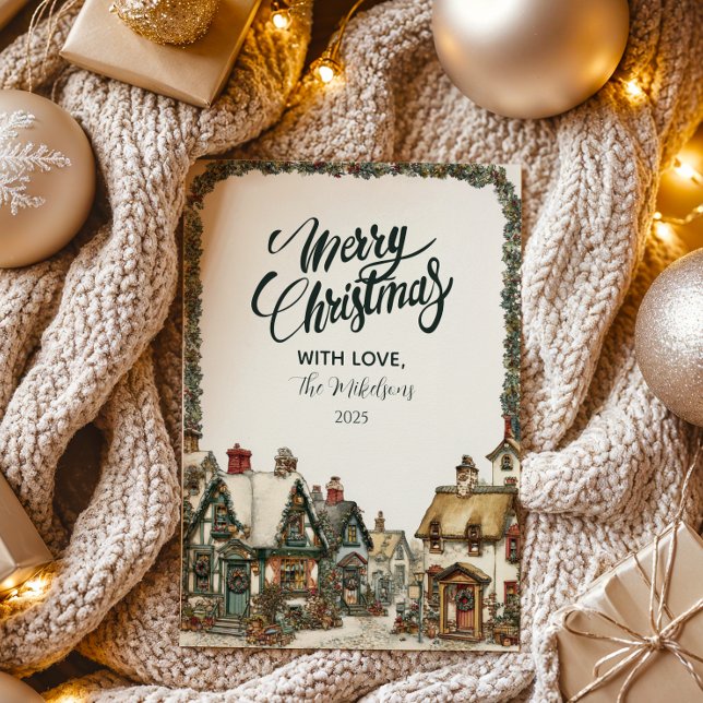 Vintages Winterdorf Feiertagskarte (Von Creator hochgeladen)