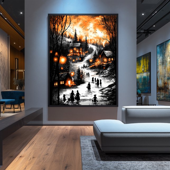 Vintages Winterglühen - Lantern-Lit Village Poster (Von Creator hochgeladen)